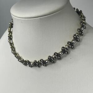 necklace costume jewelry burnished silver tone fashion jewelry choker length